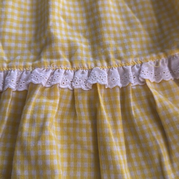 Vintage Yellow Gingham Party Dress Floral Easter Size 3x - Picture 4 of 15